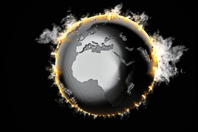 Tableau  Planète Terre brûlée