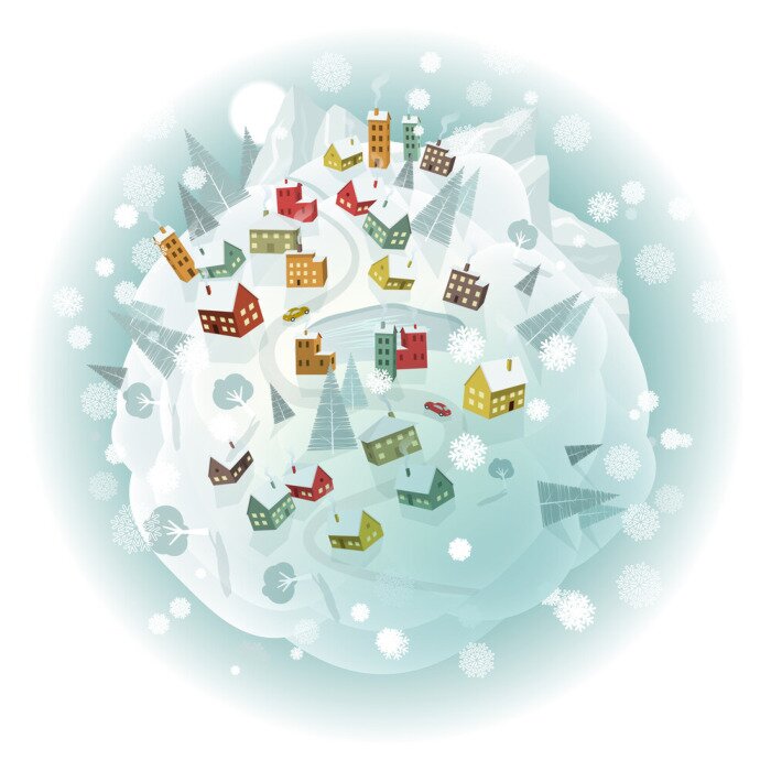 Tableau  Planète Terre en hiver