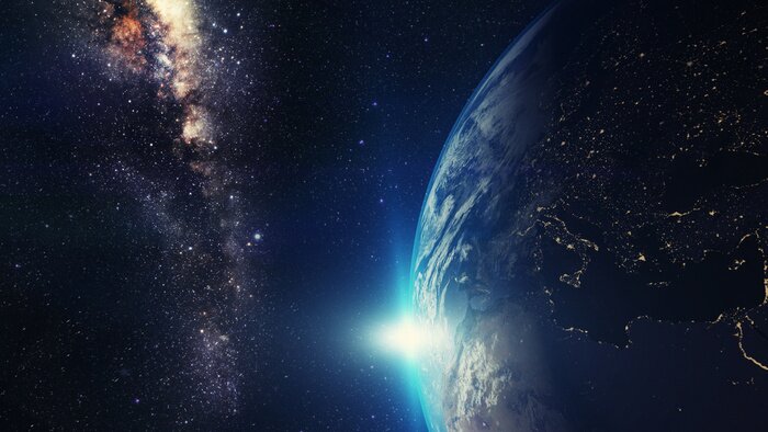 Tableau  Planète Terre sur fond d'étoiles