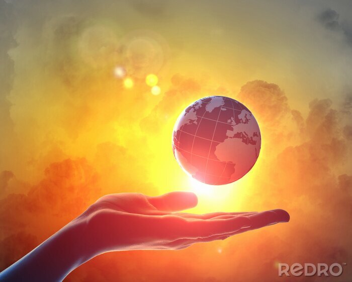 Tableau  Planète Terre sur une main