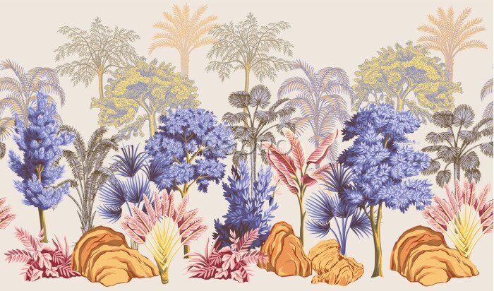 Tableau  Plantes tropicales colorées dans la jungle