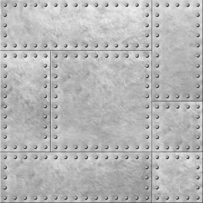 plaques de métal blindées avec rivets fond transparent ou texture 3d illustration