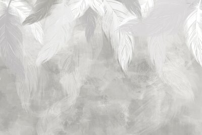 Plumes subtiles sur un mur de béton