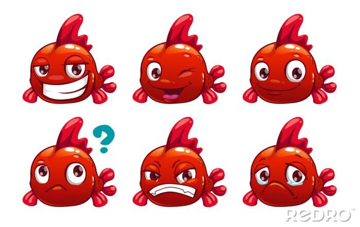 Tableau  Poisson rouge drôle de bande dessinée