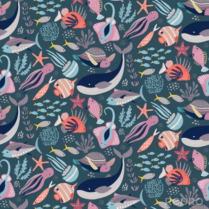 Tableau  Poissons et autres animaux marins