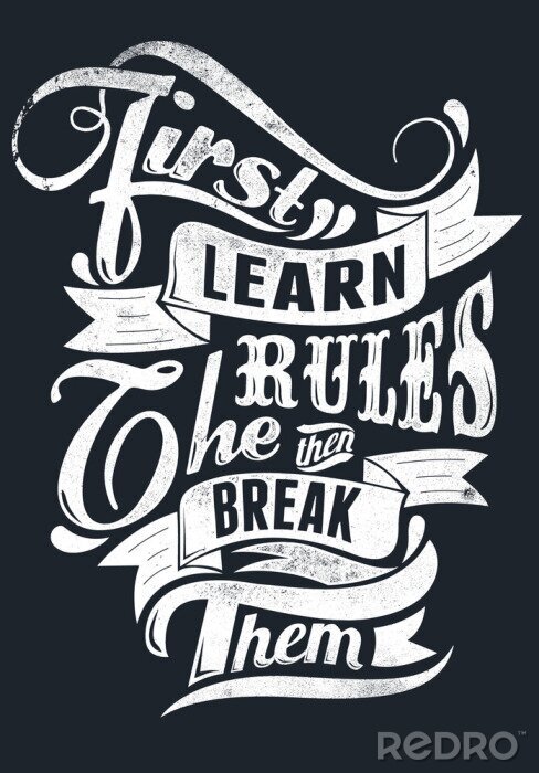 Tableau  Police décorative et inscription sur les règles