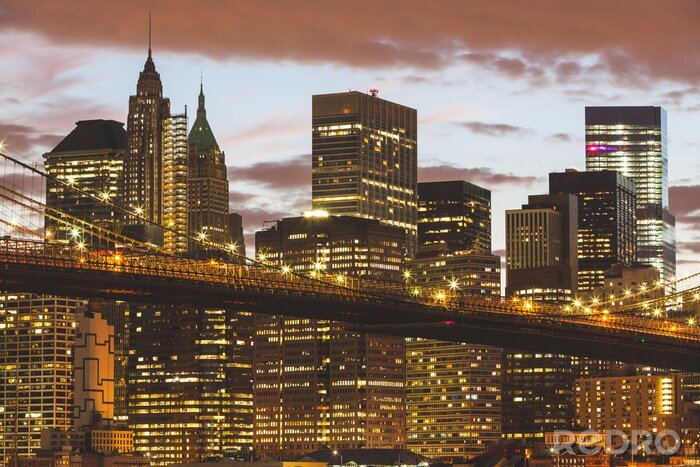 Tableau  Pont de Brooklyn au crépuscule
