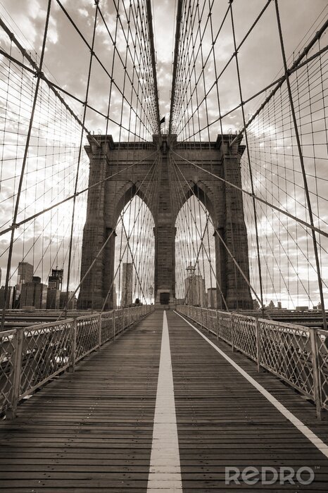 Tableau  Pont de Brooklyn désert la nuit