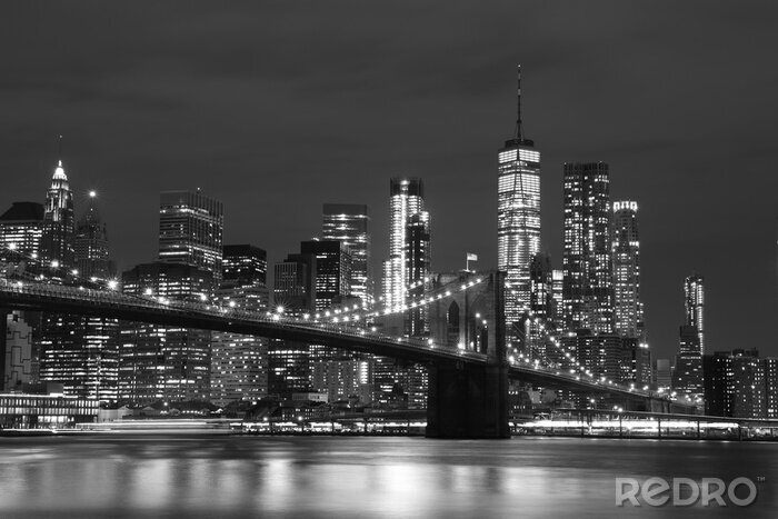 Tableau  Pont de Brooklyn la nuit