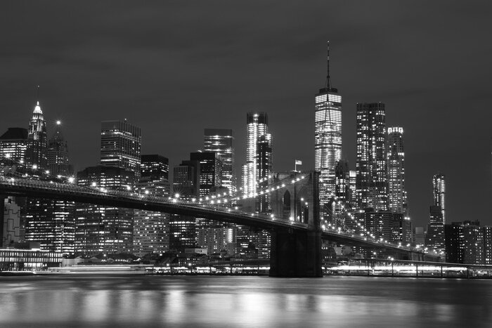 Tableau  Pont de Brooklyn la nuit