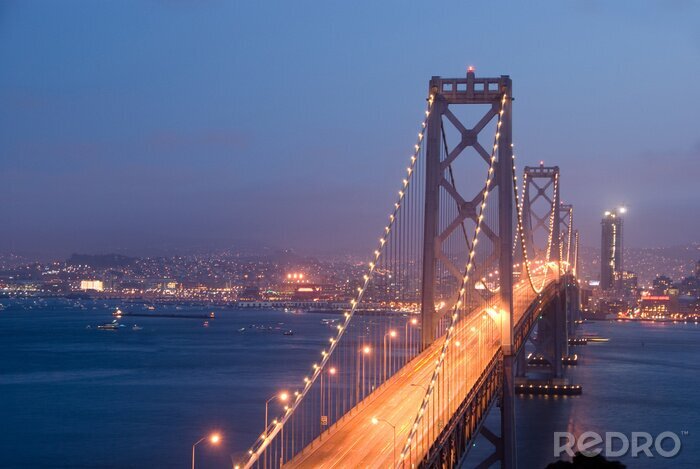 Tableau  Pont de la baie au crépuscule