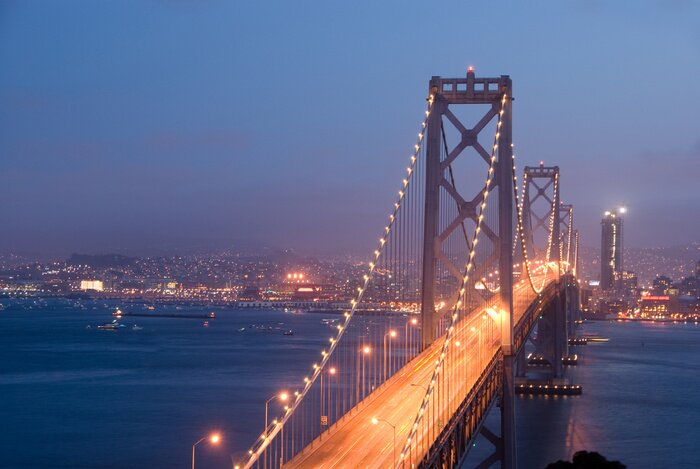 Tableau  Pont de la baie au crépuscule