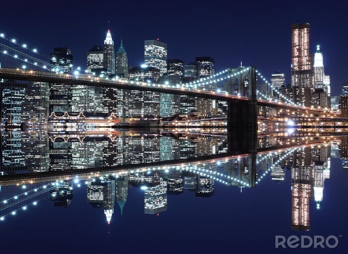 Tableau  Pont de Manhattan la nuit