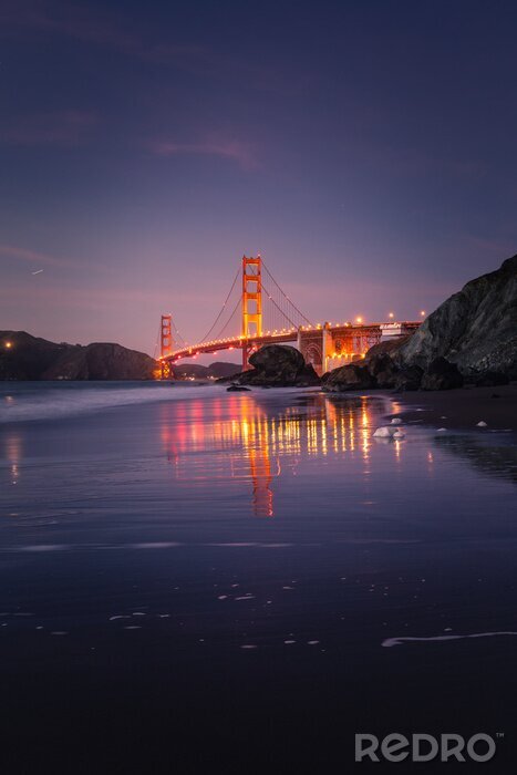 Tableau  Pont de San Francisco la nuit