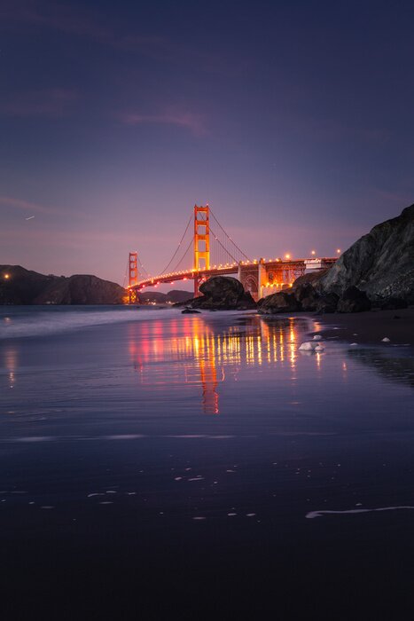 Tableau  Pont de San Francisco la nuit