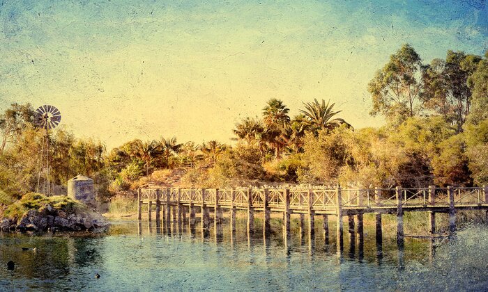 Tableau  Pont sur le fond des arbres