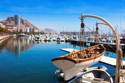 Tableau  port avec les yachts à Alicante