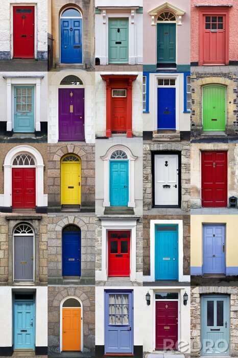 Tableau  Portes de maisons colorées