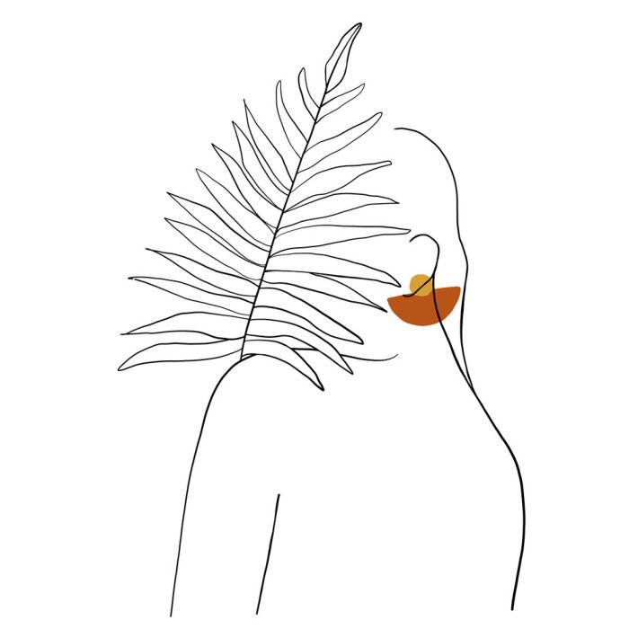 Tableau  Portrait abstrait d'une femme et d'une feuille de palmier