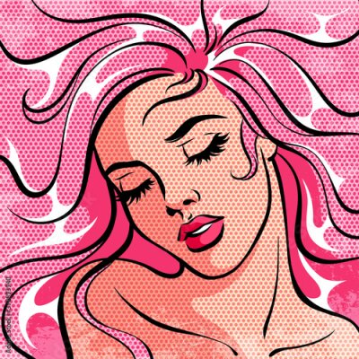 Tableau  Portrait de femme dans le goût de Roy Lichtenstein