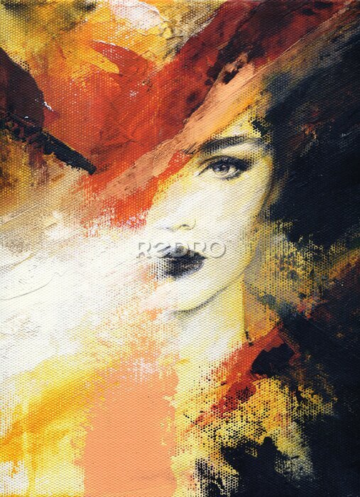 Tableau  Portrait de femme façon huile sur toile