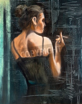 Tableau  Portrait of the woman with a cigarette