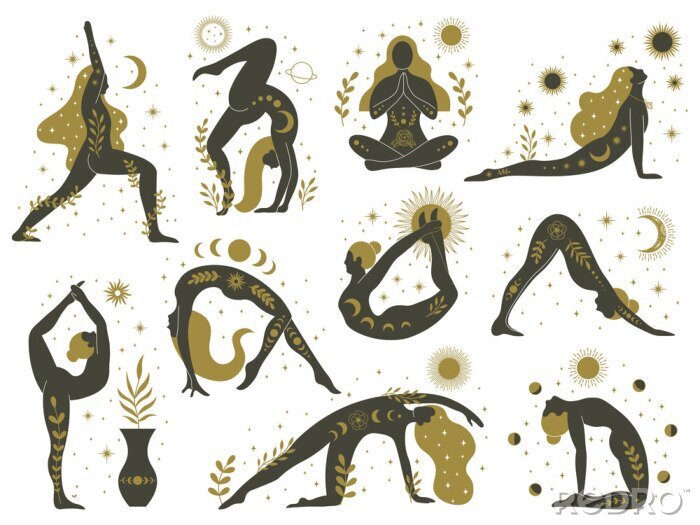 Tableau  Positions de yoga sur un fond blanc