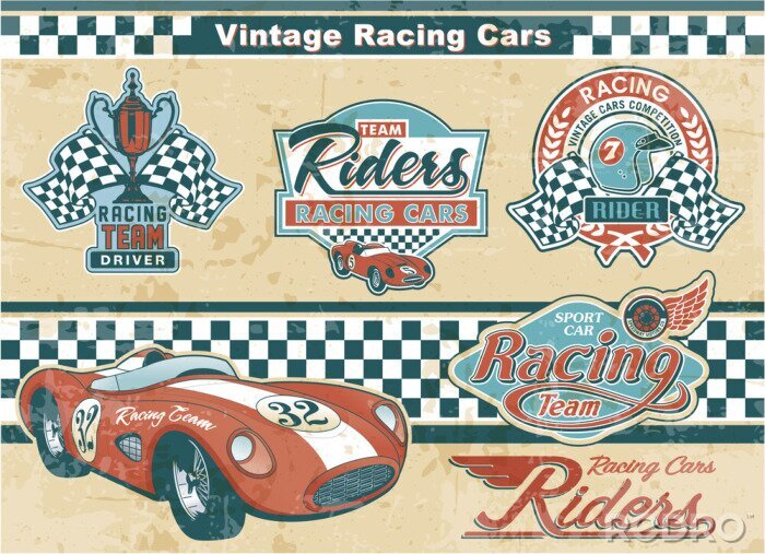 Tableau  Racing éléments vintage de voiture