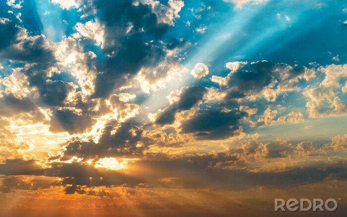 Tableau  rayons du soleil dans les nuages