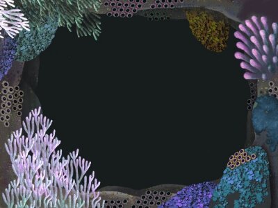 Récif de corail sur fond noir