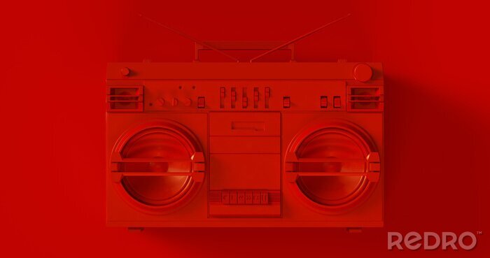 Tableau  Red Boombox 3d illustration