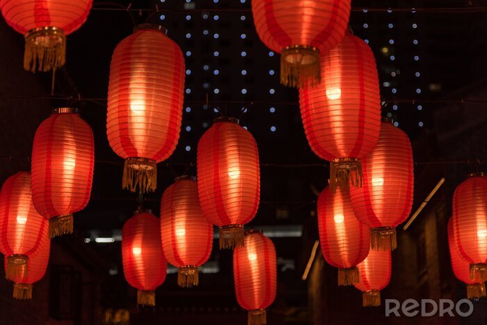 Tableau  red chinese lantern