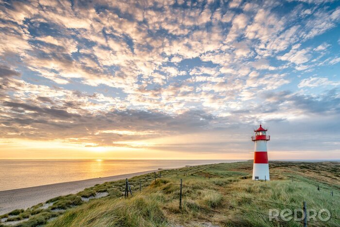 Tableau  Red Lighthouse on the island of Sylt in North Frisia, Schleswig-Holstein, Germany