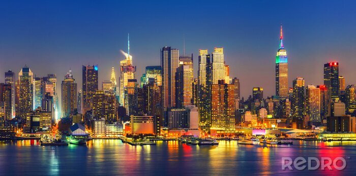 Tableau  Regardez Manhattan à la nuit, New York, USA