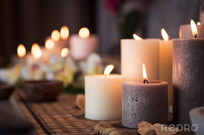 Tableau  Réglage du spa avec des bougies aromatiques