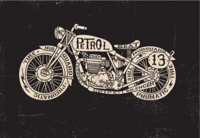 Tableau  Rempli texte Vintage Motorcycle