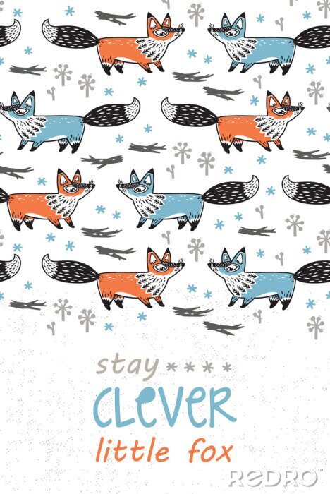 Tableau  Renards d'hiver colorés