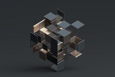 Rendu 3d abstrait de formes géométriques.