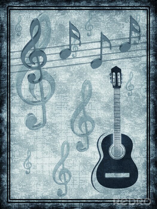 Tableau  Résumé de fond avec une guitare