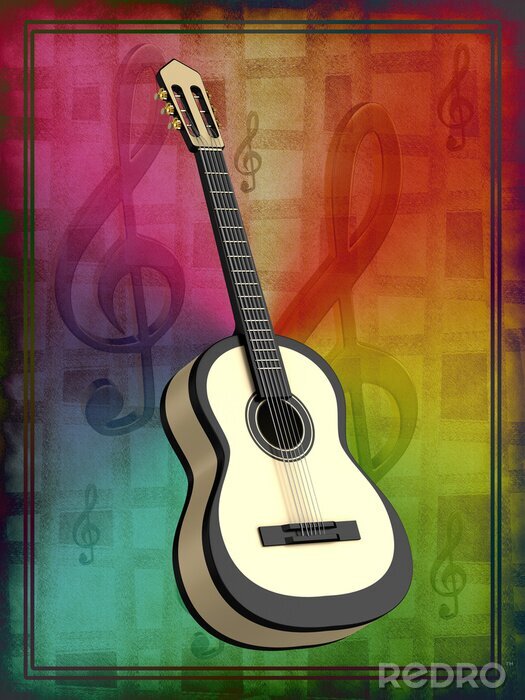 Tableau  Résumé de fond avec une guitare