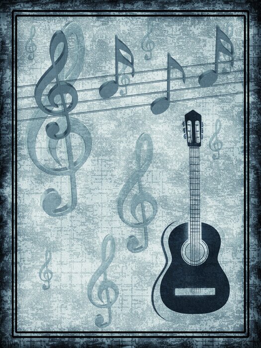 Tableau  Résumé de fond avec une guitare