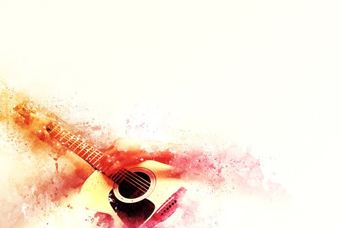 Tableau  Résumé Guitariste au premier plan. Gros plan, Aquarelle