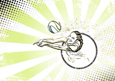 Tableau  rétro affiche de volley-ball de plage fond