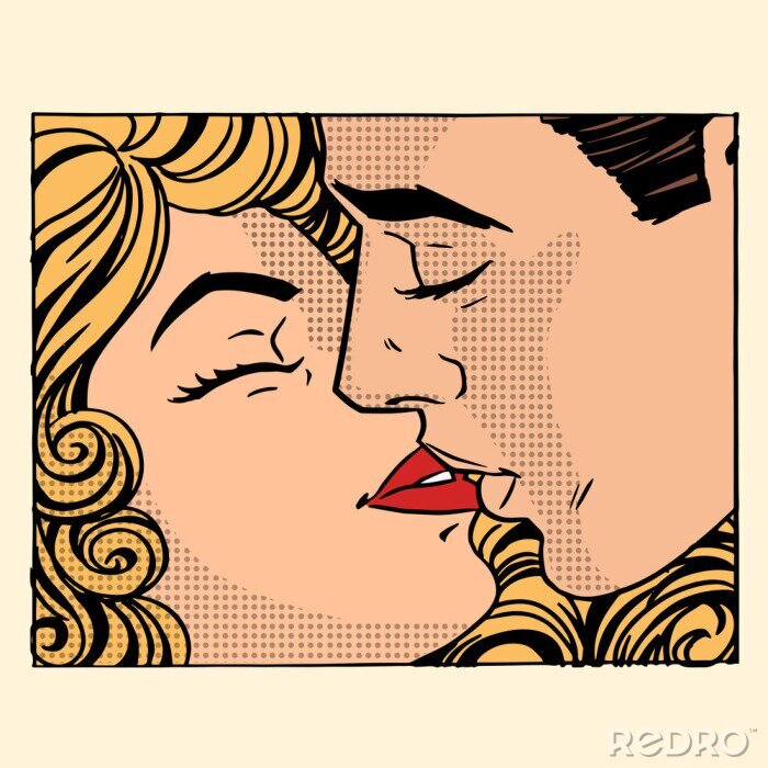 Tableau  Rétro, baiser, homme, femme, couple