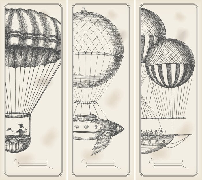 Tableau  Rétro drapeaux vieilles machines volantes