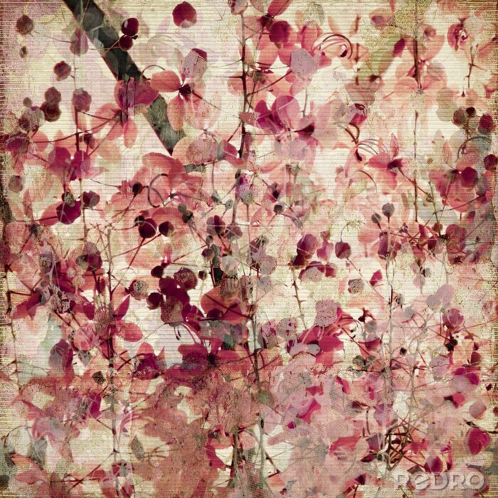 Tableau  Rétro fleurs rouges