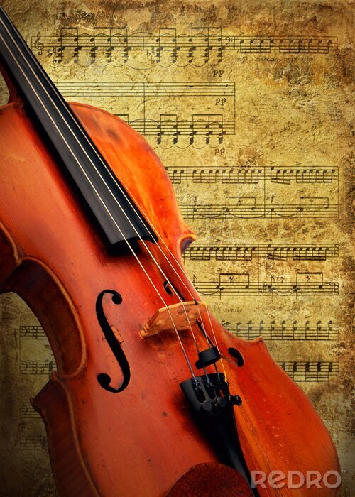 Tableau  Retro musical grunge violon fond
