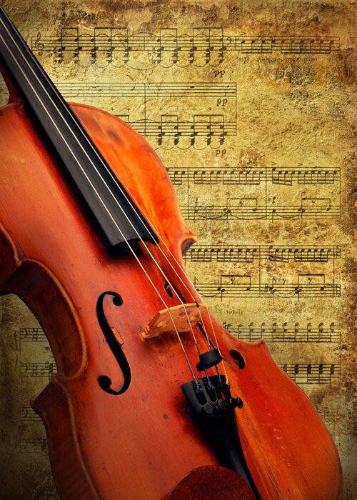 Tableau  Retro musical grunge violon fond