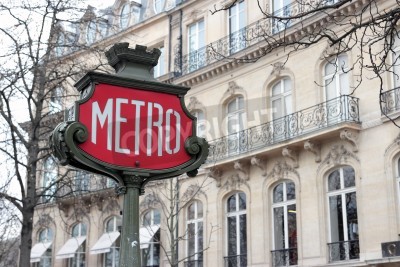 Tableau  Rétro signe de métro à Paris, France