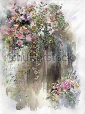 Tableau  Rhizomes pastel version aquarelle